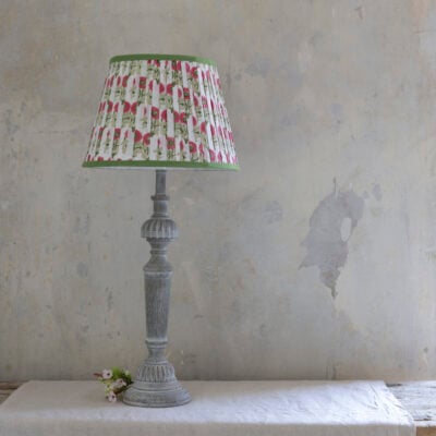 Lampshade Pleated Natural with Green Trim 30cm