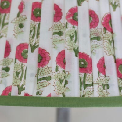Lampshade Pleated Natural with Green Trim 30cm