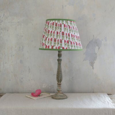 Lampshade Pleated Natural with Green Trim 30cm