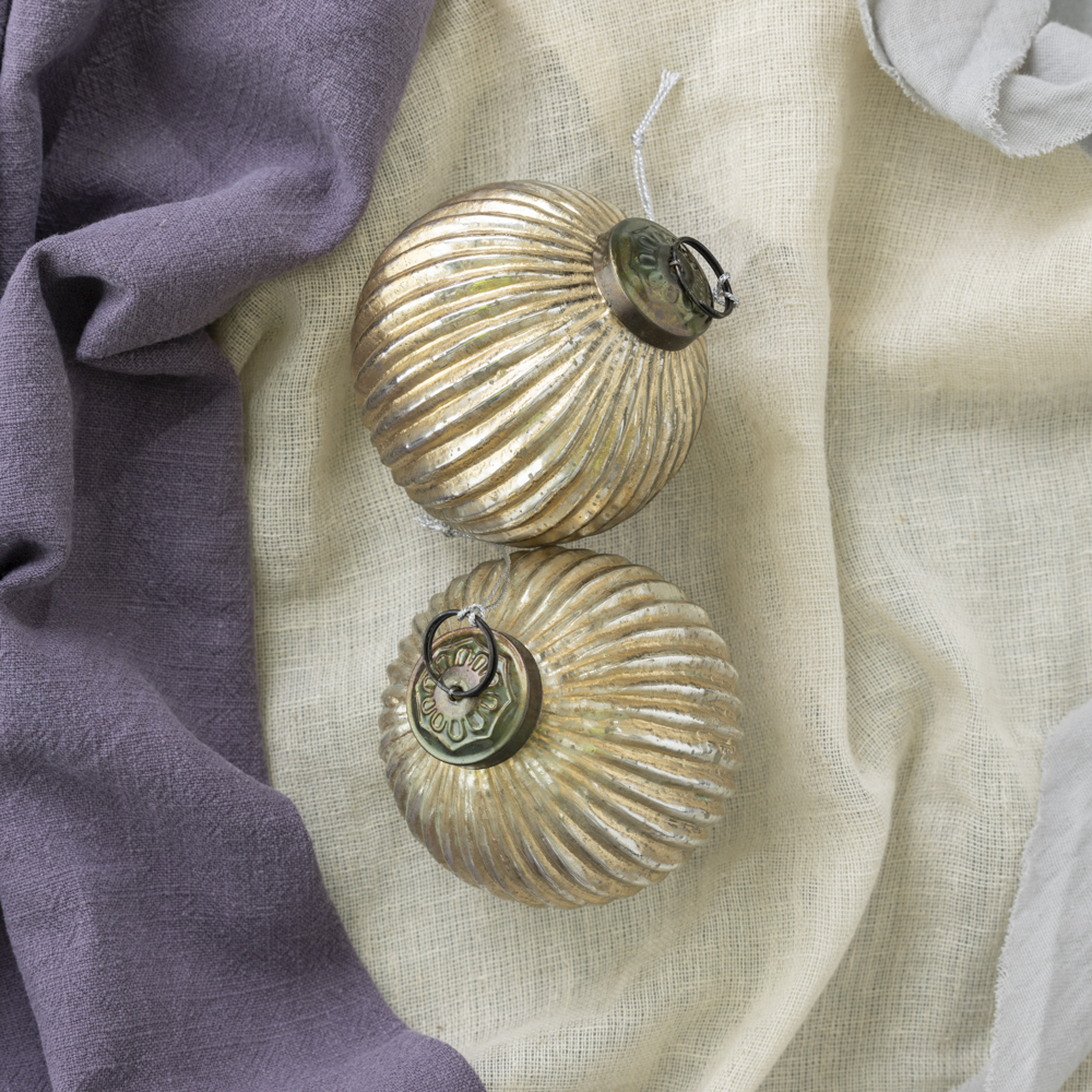 Ribbed Ball Decoration Small Gold - Image 3