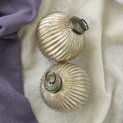 Ribbed Ball Decoration Small Gold