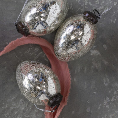 Crackle Oval Decoration Silver