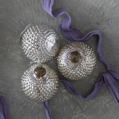 Textured Round Decoration Silver Large