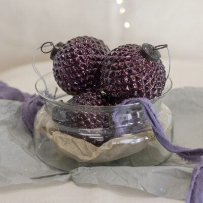 Textured Round Decoration Fuchsia Small