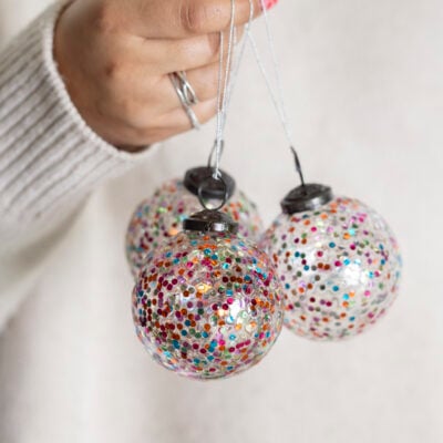 Rainbow Confetti Bauble Round
