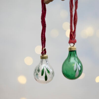 Mini Baubles with Painted Illustrations Bag of 6