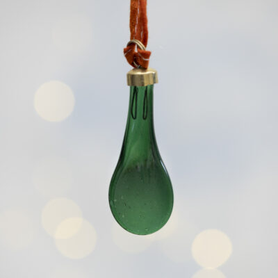Green Glass Decorations on Sari Ribbon Bag of 10