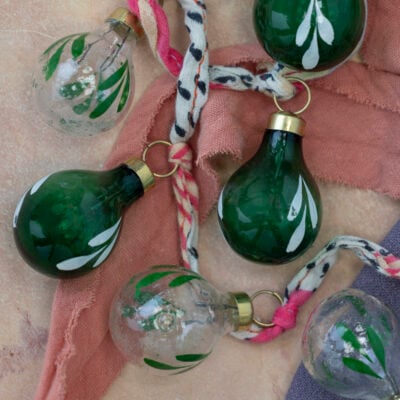 Mini Baubles with Painted Illustrations Garland on Sari