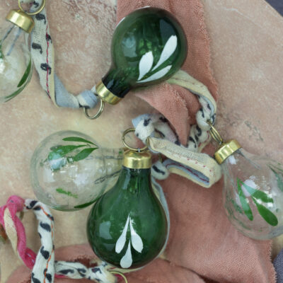 Mini Baubles with Painted Illustrations Garland on Sari