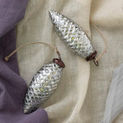 Fir Cone Decoration Antique Silver