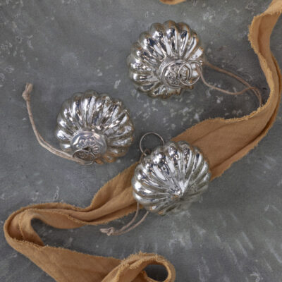 Small Pumpkin Antique Silver Decoration