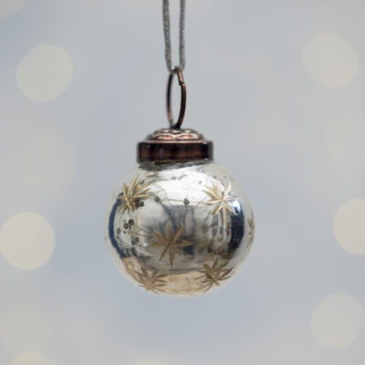Mini Round Baubles with Gold Etched Stars Bag of 6