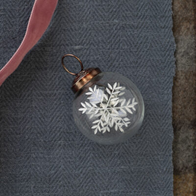 Clear Bauble with White Snowflake Etching