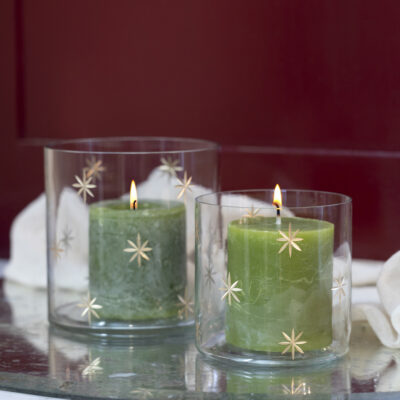 Clear Votive with Gold Etched Stars Small & Large