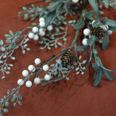 White Berry Spray With Frosted Leaves