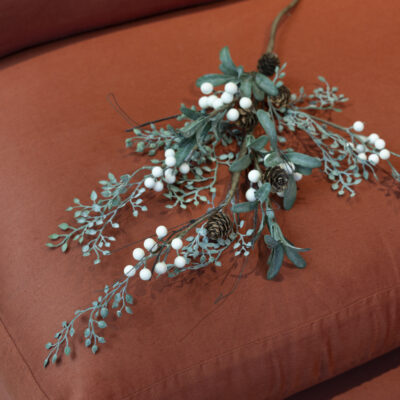 White Berry Spray With Frosted Leaves