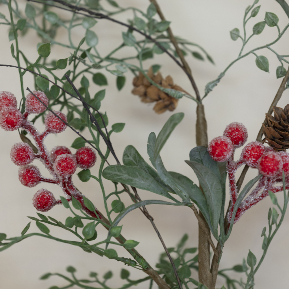 Iced Red Berry Spray with Frosted Leaves