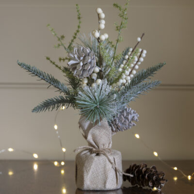 White Berry & Fircone Tree Small