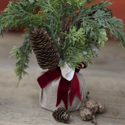 Foliage & Fircone Small Tree with Velvet Ribbon