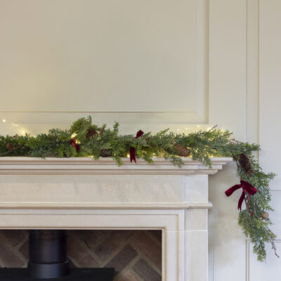 Foliage & Fircone Garland with Velvet Bows