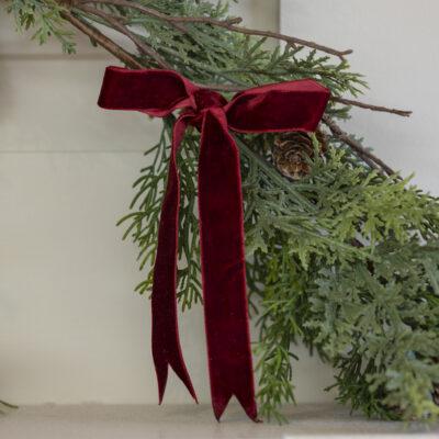 Foliage & Fircone Garland with Velvet Ribbon