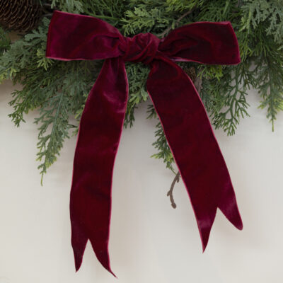 Foliage & Fircone Wreath with Velvet Ribbon