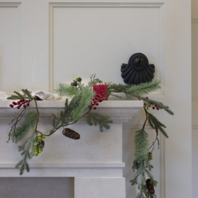 Foliage & Red Berry Snowy Garland