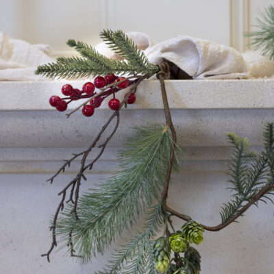 Foliage & Red Berry Snowy Garland