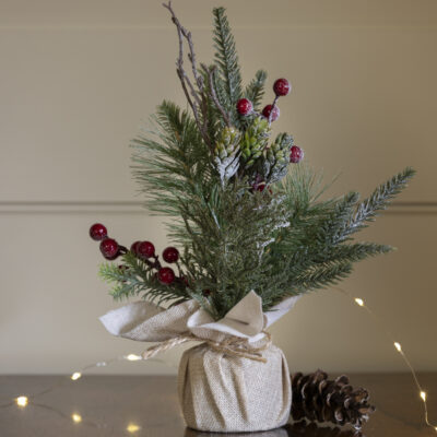Foliage & Red Berry Snowy Small Tree
