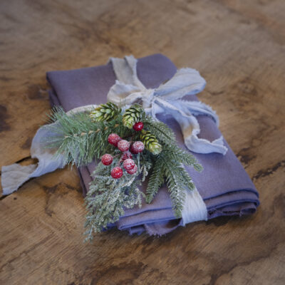 Foliage & Red Berry Snowy Sprig