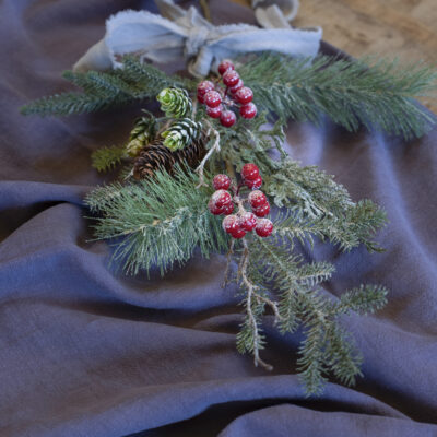 Foliage & Red Berry Snowy Spray
