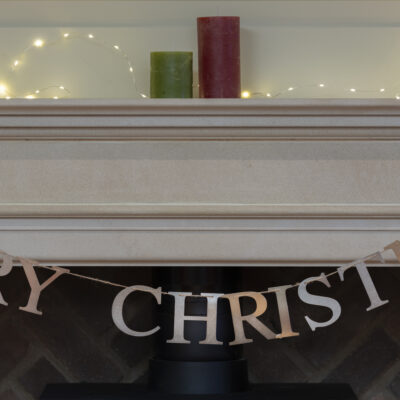 Merry Christmas Garland Antique Silver