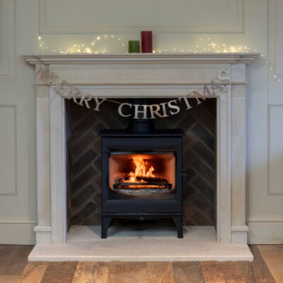 Merry Christmas Garland Antique Silver