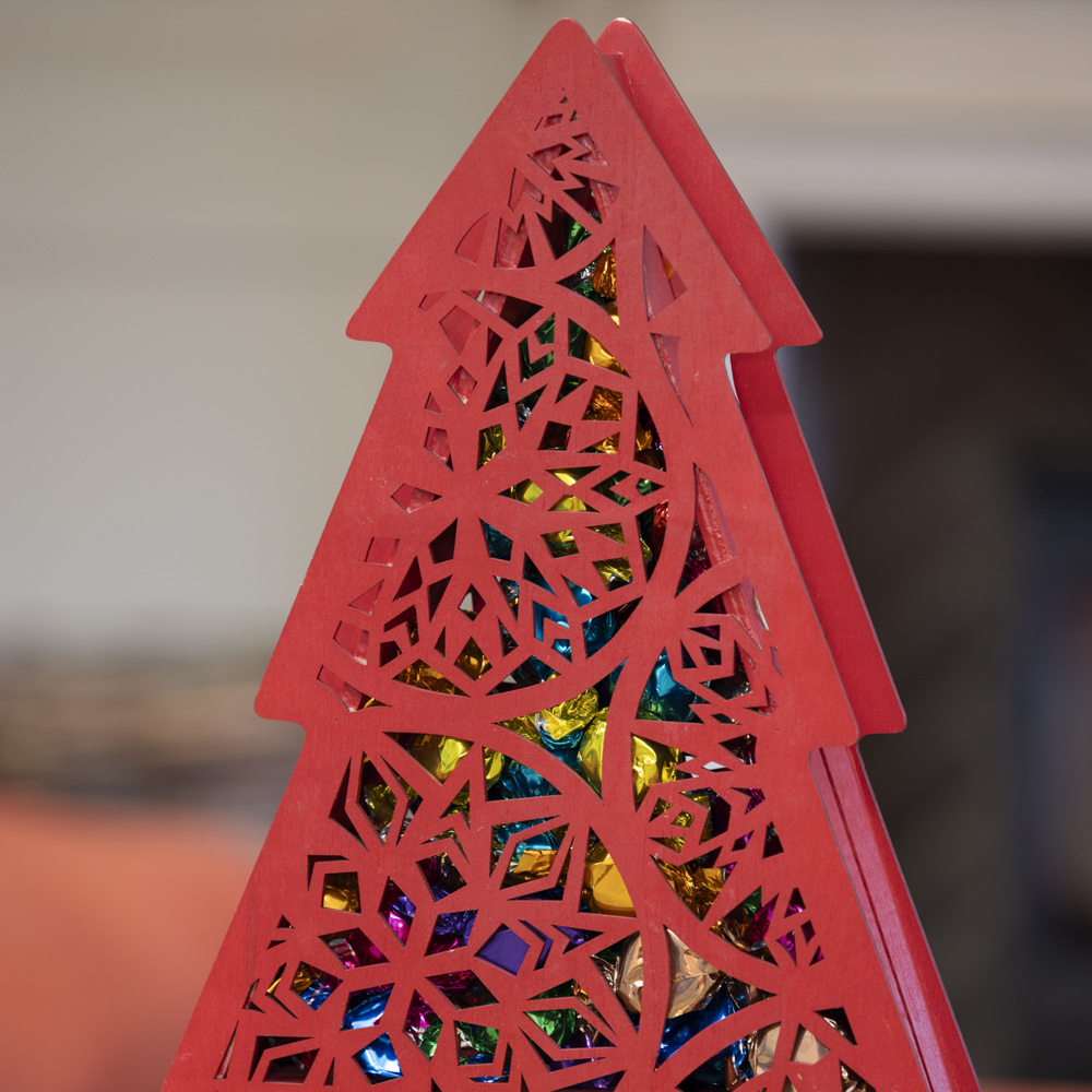 Red Wooden Christmas Tree Box