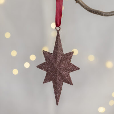 Pink Star Decoration Glitter Large