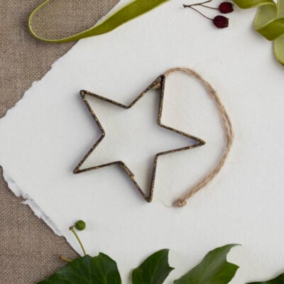 Hanging Star Decoration Antique Gold Medium