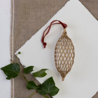 Intricate Teardrop Hanging Decoration on Velvet Ribbon