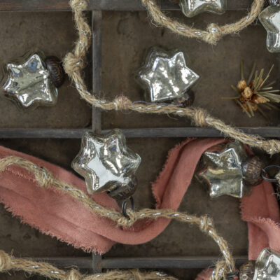 Silver Star Garland on Jute Rope