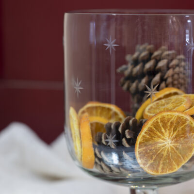 Glass Candleholder with Etched Stars