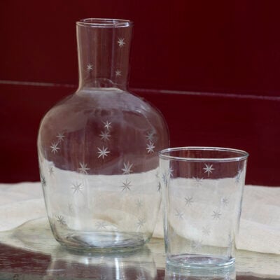 Decanter and Glass with Star Etching