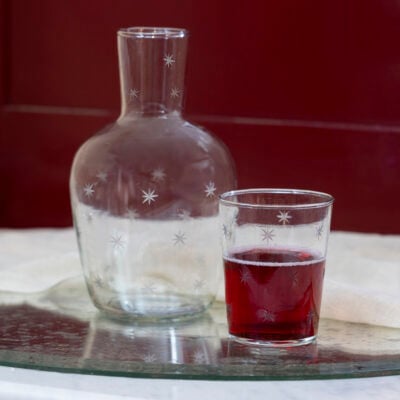 Decanter and Glass with Star Etching