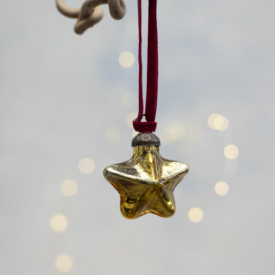 Antique Gold Star Decoration on Velvet Ribbon