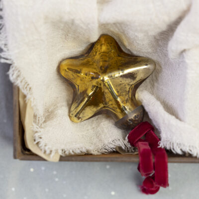 Antique Gold Star Decoration on Velvet Ribbon