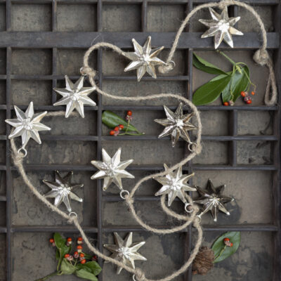 Decorative Star Garland Antique Silver
