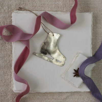 Ice Skate Hanging Decoration Antique Silver