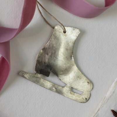 Ice Skate Hanging Decoration Antique Silver