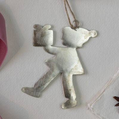 Boy Hanging Decoration Antique Silver