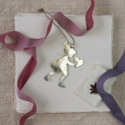 Girl Hanging Decoration Antique Silver