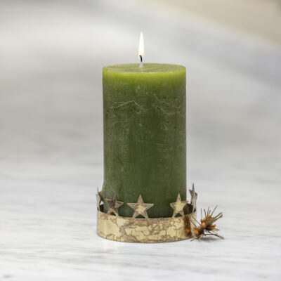 Star Pillar Candle Votive Antique Gold