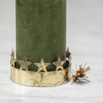 Star Pillar Candle Votive Antique Gold